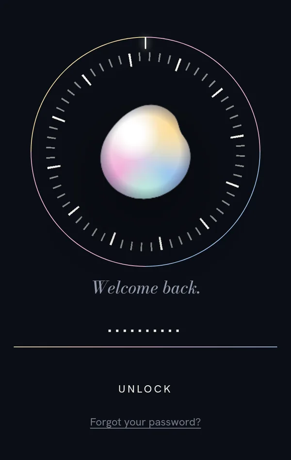 Keshi unlock screen with the pearl dial